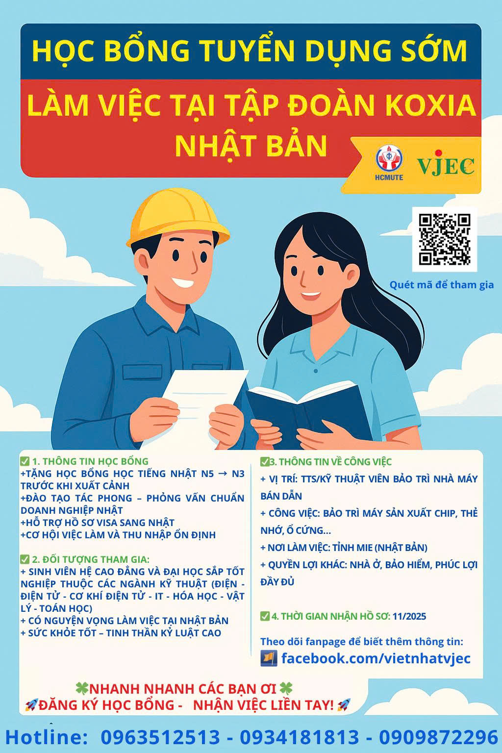 HỌC BỔNG TUYỂN DỤNG SỚM LÀM VIỆC TẠI TẬP ĐOÀN KOXIA NHẬT BẢN